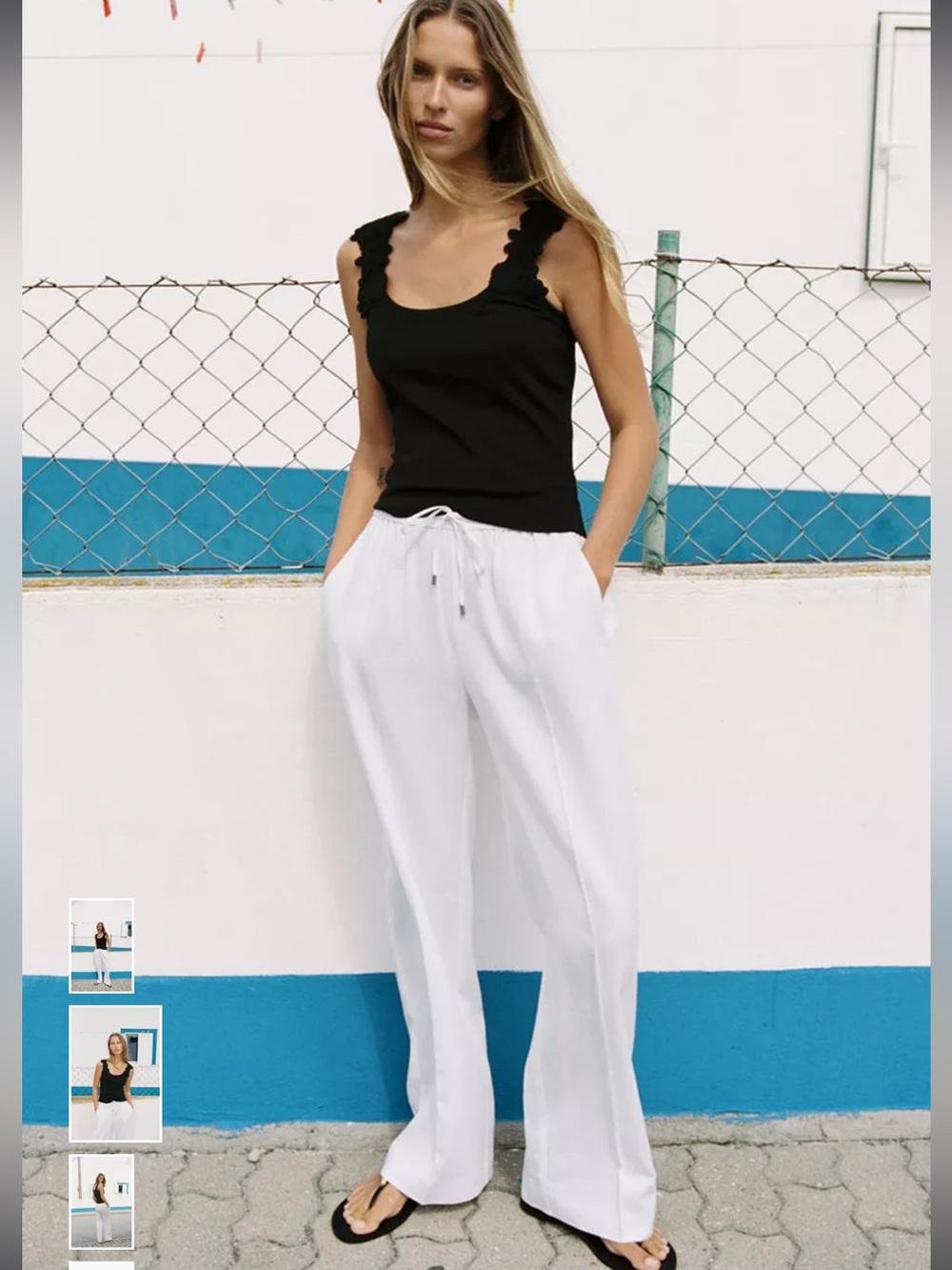 Zara women’s linen blend white pants 🤍